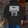 Alien UFO Raccoon Zip-Up Hoodie - Unisex Back Print Fun