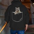 Raccoon Pocket Hoodie for Men - Fun Back Print Zip-Up