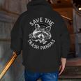 Save The Trash Pandas Raccoon Animal Lover Men Zip Up Hoodie Back Print