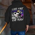 Street Cats Trash Pandas Enthusiasts Live Fast Eat Trash Panda Raccoon Opossum Enthusiasts -Adults Cotton Blend Men Zip Up Hoodie Back Print