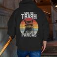 Vintage Retro Save The Trash Pandas Raccoon Men Zip Up Hoodie Back Print