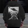 Alien UFO Raccoon Hoodie for Men - Space Theme | Zip-Up Back Print