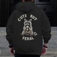 Cute But Feral Sarcastic Raccoon Small Men Zip Up Hoodie Back Print