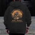Hiking Raccoon Vintage Men's Zip Up Hoodie - Adventure Print