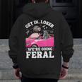 Get In Loser We’Re Going Feral Raccoon Opossum Meme Men Zip Up Hoodie Back Print