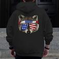 Men's Patriotic Raccoon Hoodie - July 4th Zip-Up with Back Print