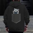 Pocket Raccoon Zip Up Hoodie - Cute Back Print for Men