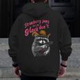 Raccoon Back Print Men's Zip-Up Hoodie | Fun Strawberry Jams Theme