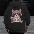Raccoon Raccoon With Cookie -Adults Small Men Zip Up Hoodie Back Print