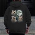 Raccoon Hoodie - Funny Howling Moon Design for Men | Unique Zip-Up