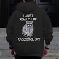 Raccoon Lover Zip-Up Hoodie | Back Print for Men - Unique Gift