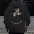 Raccoon Pocket Hoodie for Men - Fun Back Print Zip-Up