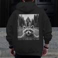 Raccoon & Sasquatch Adventure Men's Zip-Up Hoodie - Fun Graphic Back Print