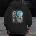 Raccoon Shirt 3 Racoons Howling At Moon Weird Cursed Men Zip Up Hoodie Back Print
