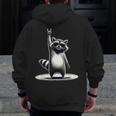 Retro Raccoon Rock Music Hoodie – Unisex Zip-Up with Back Print