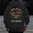 Sarcastic Raccoon Lover Men's Zip Up Hoodie – Back Print Delight