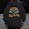 Stay Trashy Opossum Raccoon Meme Hoodie | Fun Zip-Up for Men