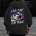 Street Cats Trash Pandas Enthusiasts Live Fast Eat Trash Panda Raccoon Opossum Enthusiasts -Adults Cotton Blend Men Zip Up Hoodie Back Print