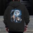 Three Animal Moon Hoodie | Men’s Zip-Up with Raccoon & Skunk Back Print