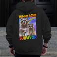 Tummy Ache Survivor Raccoon Small Men Zip Up Hoodie Back Print