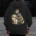 Vintage Raccoon Lover Zip-Up Hoodie - Jesus Hug Design for Men