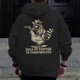 Vintage Western Humor Raccoon Overstimulated Cowboy Raccoon Adult Small Men Zip Up Hoodie Back Print