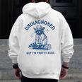 Cowboy Raccoon Meme Men’s Zip Up Hoodie - Quirky Humor Back Print