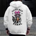 Cute But Feral Colorful Racoon With Sunglasses Racoon Small Men Zip Up Hoodie Back Print