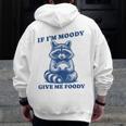Moody Foodie Raccoon Men's Hoodie - Zip Up, Fun Back Print, Gift