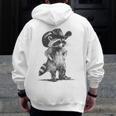 Raccoon Cowboy Meme Zip-Up Hoodie - Unisex Back Print