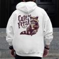 Vintage Raccoon Coffee Lover Men's Zip-Up Hoodie - Back Print