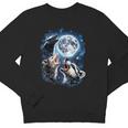 Three Opossum Raccoon Skunk Moon Howling Animal Meme Youth Crewneck Sweatshirt