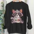 Raccoon Print Cookie-Themed Crewneck Sweatshirt for Adults & Youth