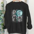 Raccoon Shirt 3 Racoons Howling At Moon Weird Cursed Youth Crewneck Sweatshirt