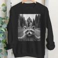 Scared Raccoon Selfie With Sasquatch Bigfoot Raccoon Youth Crewneck Sweatshirt