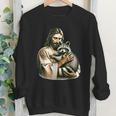 Youth Crewneck Sweatshirt - Jesus and Raccoon Vintage Distressed Design
