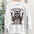 Unhinged Raccoon Youth Crewneck Sweatshirt - Feral Retro Summer Vibes