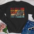 Adopt A Street Cat Crewneck Sweatshirt - Funny Raccoon Design for Youth