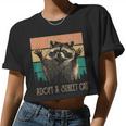 Adopt A Street Cat Animal Lover Women's Crop Top - Artsy Raccoons & Possums