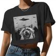 Alien UFO Raccoon Stuffed Animal For Men Women Kids Women Crop Top