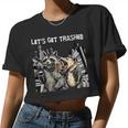 Let's Get Trashed Crop Top - Raccoon & Opossum Drinking Theme