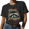 Live Fast Eat Trash Retro Trash Panda Raccoon Women Crop Top