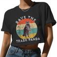 Raccoon Crop Top for Women - Retro Vintage Sunset Wildlife Design