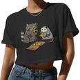 Raccoon Opossum Eating Pizza Street Cats Men Women Kid Women Crop Top