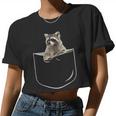 Raccoon Pocket Women's Crop Top | Playful Unisex T-Shirt
