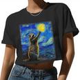 Raccoon Starry Night Crop Top - Van Gogh Art for Raccoon Lovers