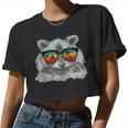 Raccoon Sunglasses Crop Top - Retro Animal Lovers’ Style