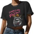Raccoon Theme Women's Crop Top – Sweet Strawberry Delight