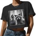 Scared Raccoon & Bigfoot Selfie | Women's Crop Top | Fun & Quirky