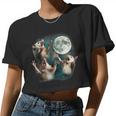 Three Possum Moon 3 Opossum Weird Cursed Meme Women Crop Top
